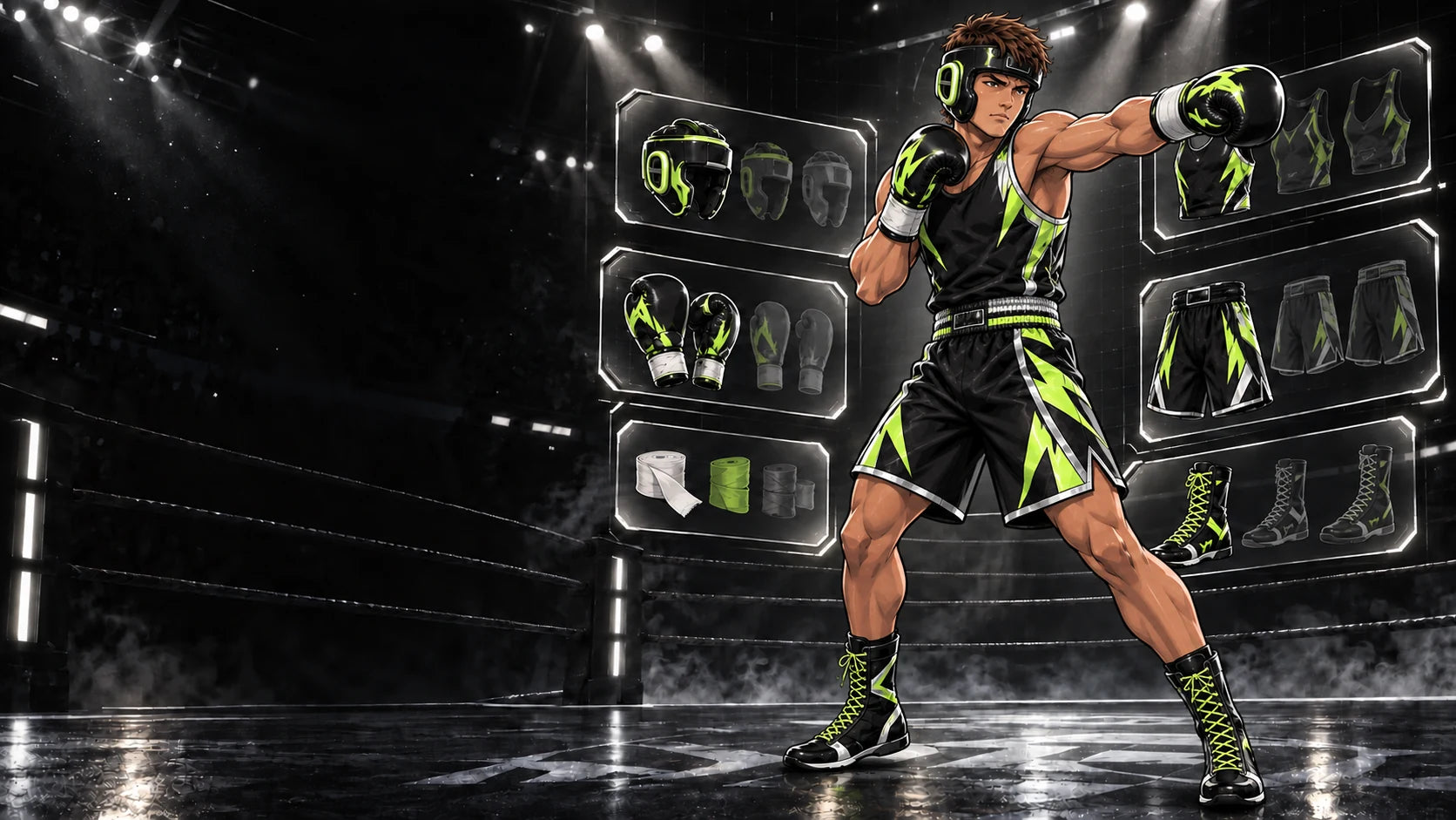 Jayden wearing the Volt Phantom L-Box loadout in the equipment arena