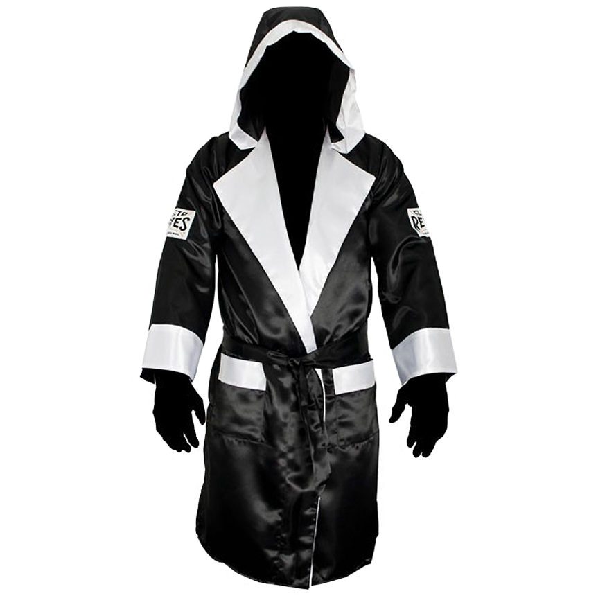 Buy Cleto Reyes Boxing Robe With Hood in Satin Black/White
