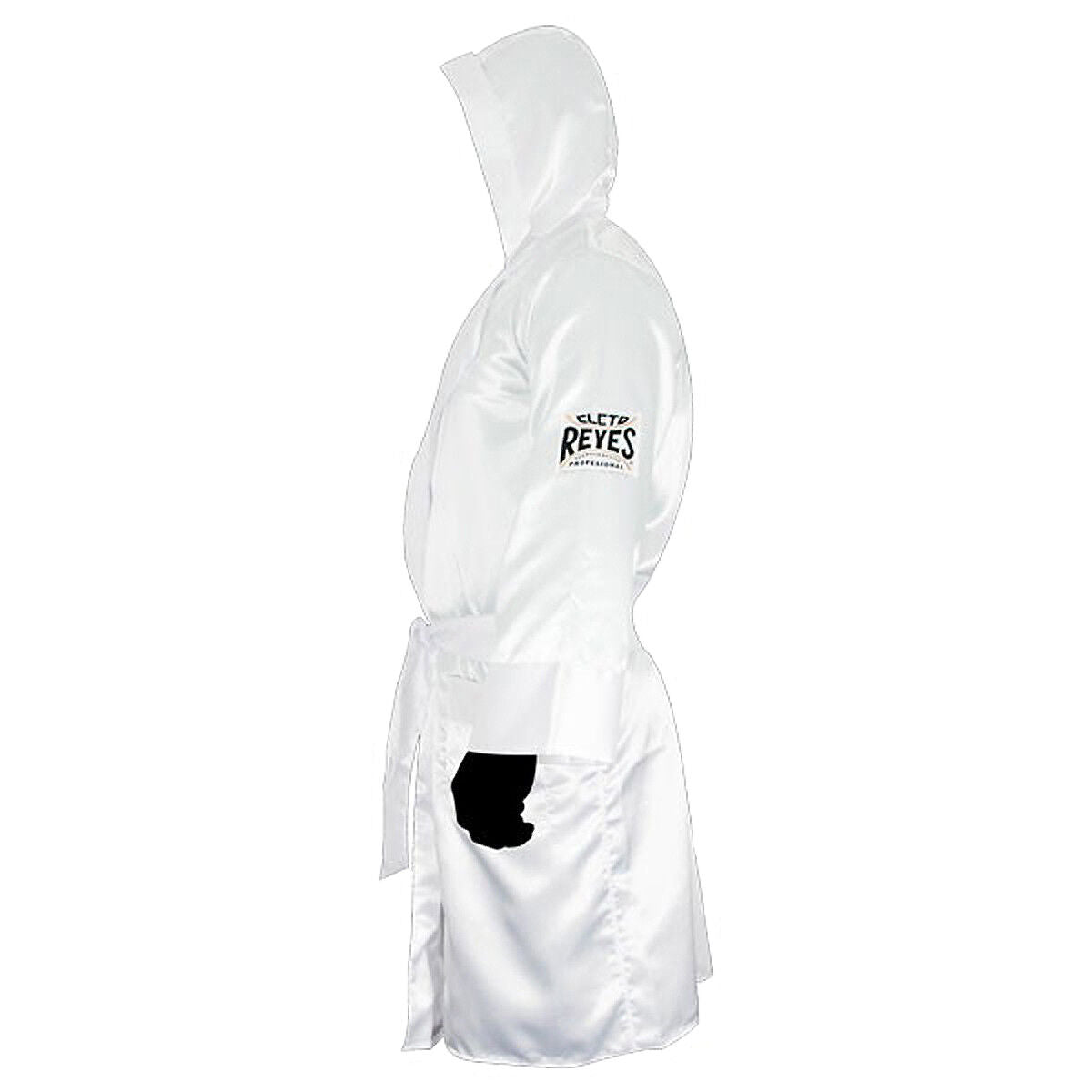 White Cleto Reyes Boxing Robe With Hood in Satin White