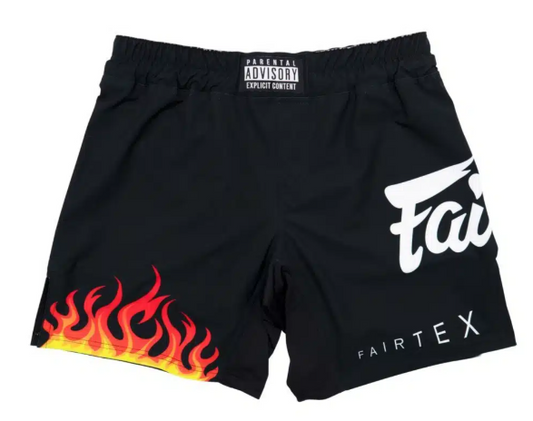 Buy Fairtex AB12 MMA Board Shorts Burn Black/White