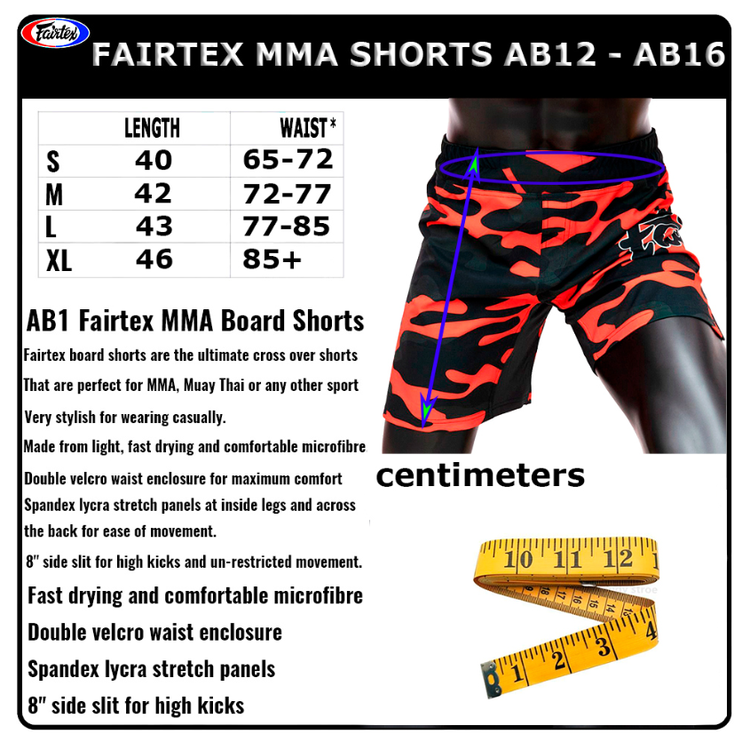 Fairtex AB12 MMA Board Shorts Burn