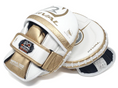 Load image into Gallery viewer, Glove Rival RPM-100 Professional Punch Mitts White/Gold-Silver
