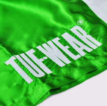 Tuf-Wear Satin Boxing Short Green/White 