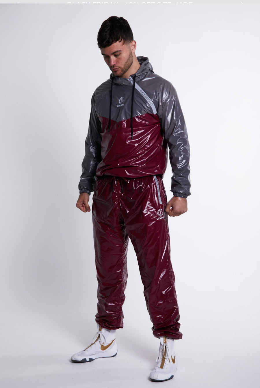 Gympro Apparel Hybrid Performance Sweat Suit Red Grey Training
