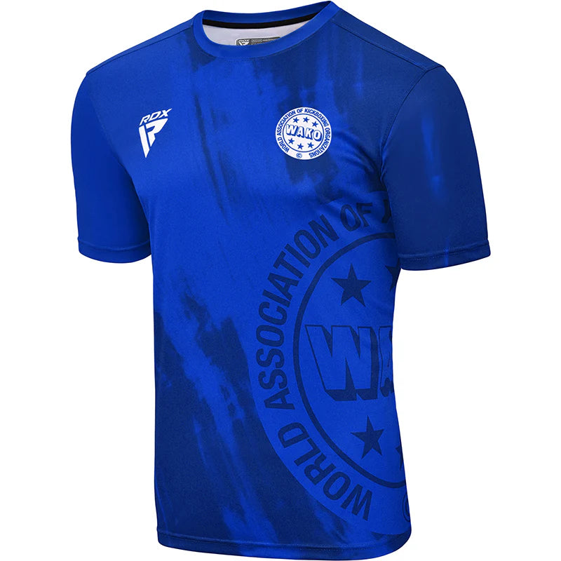RDX Boxing T-shirt WAKO T-shirts T1 Blue Training Apparel
