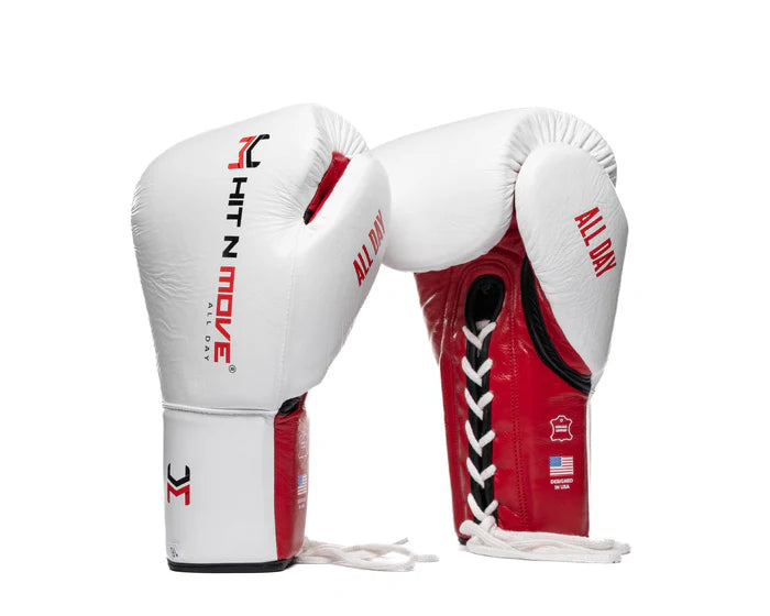 Hit N Move Boxing Gloves ALL DAY Pro Agility Lace up Training Sparring Gloves