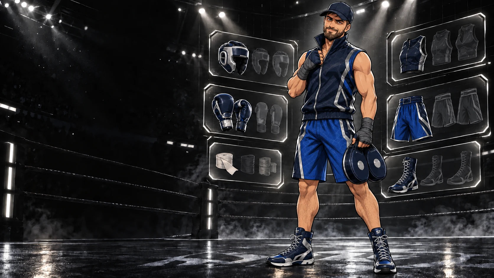 Bill wearing the Coach Tech L-Box loadout in the equipment arena