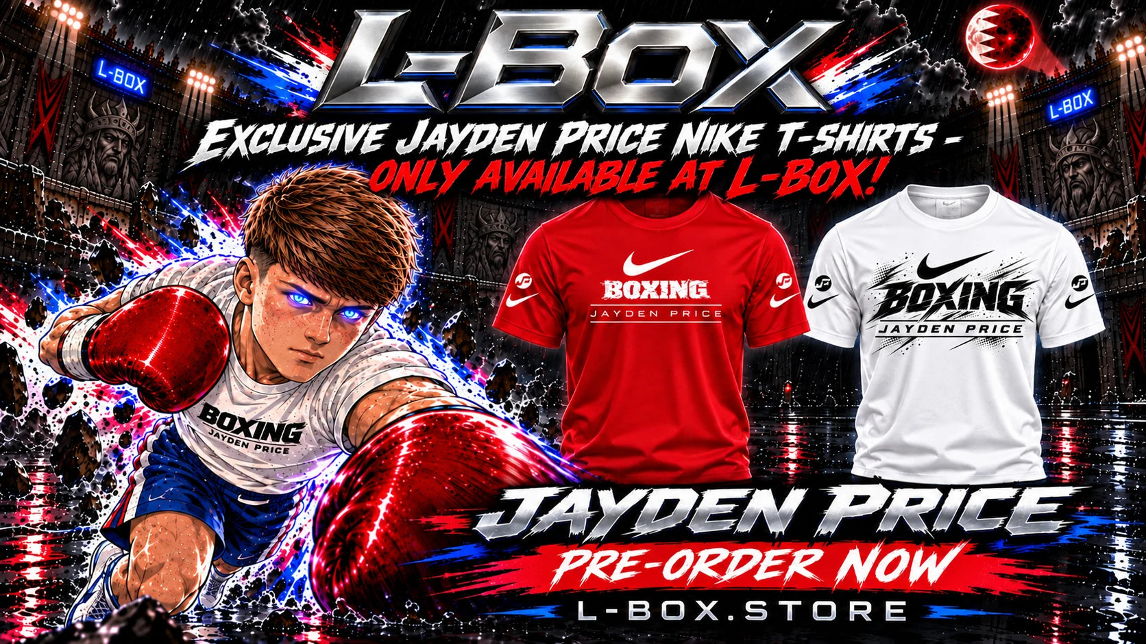Jayden Price and two exclusive Nike T-shirts available to preorder at L-Box